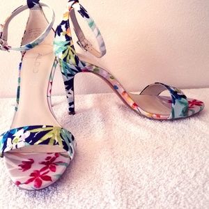 ALDO Floral Fabric 3" Strappy heel